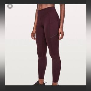 Lululemon All The Right Places Leggings - 2 Maroon - with pockets